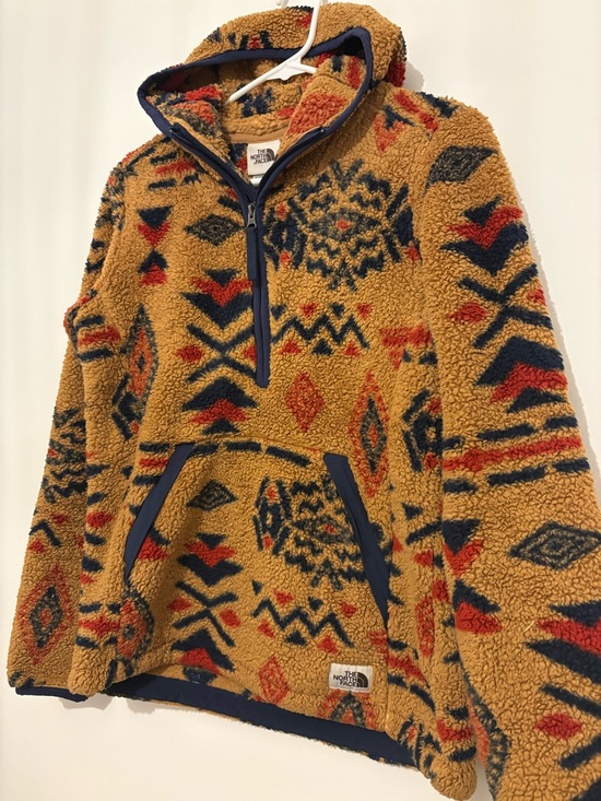 The North Face Sweaters - The North Face Women's Mustard Multicolor Sherpa Pullover Hoodie